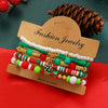 Women's Christmas Beaded Stack Bracelet With Dripping Oil Snowflake Santa Bell Elk And Christmas Tree Charms