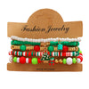 Women's Christmas Beaded Stack Bracelet With Dripping Oil Snowflake Santa Bell Elk And Christmas Tree Charms