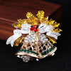 Women's Christmas Bell Brooch Pin With Alloy Setting And Artificial Gemstone Embellishment Decorative Corsage Accessory