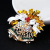 Women's Christmas Bell Brooch Pin With Alloy Setting And Artificial Gemstone Embellishment Decorative Corsage Accessory