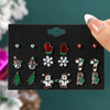 Women's Christmas Cartoon Character Earrings Set With Zinc Alloy Snowman And Christmas Tree Designs Stainless Steel Posts And Electroplated Finish
