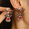 Women's Christmas Cartoon Earrings Alloy Electroplated Holiday Character Reindeer And Gift Designs With Steel Ear Needles