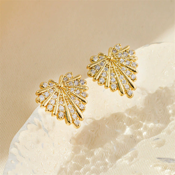 Women's Christmas Earrings Copper Heart Shape Leaf Style Polish 925 Silver Needle Accessories