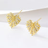 Women's Christmas Earrings Copper Heart Shape Leaf Style Polish 925 Silver Needle Accessories