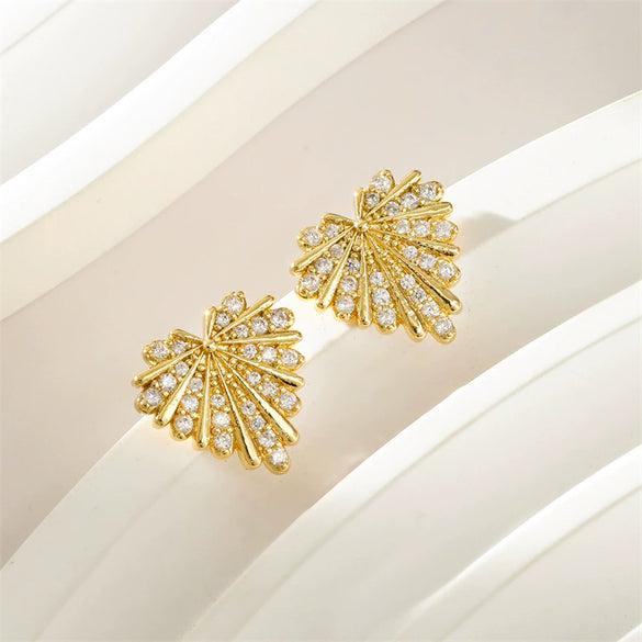 Women's Christmas Earrings Copper Heart Shape Leaf Style Polish 925 Silver Needle Accessories
