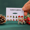 Women's Christmas Earrings Set With Santa Claus Snowflake Christmas Tree And Elk Designs Rhinestone Geometric Zinc Alloy Earrings