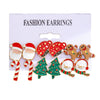 Women's Christmas Earrings Set With Santa Claus Snowflake Christmas Tree And Elk Designs Rhinestone Geometric Zinc Alloy Earrings