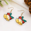 Women's Christmas Earrings With Mini Knitted Hat And Scarf Charms Geometric Festive Fabric Design Handknitted Holiday Jewelry