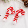Women's Christmas Earrings With Mini Knitted Hat And Scarf Charms Geometric Festive Fabric Design Handknitted Holiday Jewelry