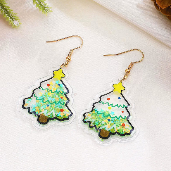 Women's Christmas Earrings With Mini Knitted Hat And Scarf Charms Geometric Festive Fabric Design Handknitted Holiday Jewelry