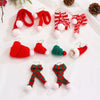 Women's Christmas Earrings With Mini Knitted Hat And Scarf Charms Geometric Festive Fabric Design Handknitted Holiday Jewelry