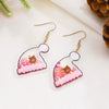 Women's Christmas Earrings With Mini Knitted Hat And Scarf Charms Geometric Festive Fabric Design Handknitted Holiday Jewelry