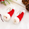 Women's Christmas Earrings With Mini Knitted Hat And Scarf Charms Geometric Festive Fabric Design Handknitted Holiday Jewelry