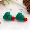 Women's Christmas Earrings With Mini Knitted Hat And Scarf Charms Geometric Festive Fabric Design Handknitted Holiday Jewelry