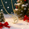 Women's Christmas Elk And Moon Pendant Necklace With Copper And Zircon Inlay Geometric Animal Design Olink Chain