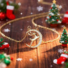 Women's Christmas Elk And Moon Pendant Necklace With Copper And Zircon Inlay Geometric Animal Design Olink Chain