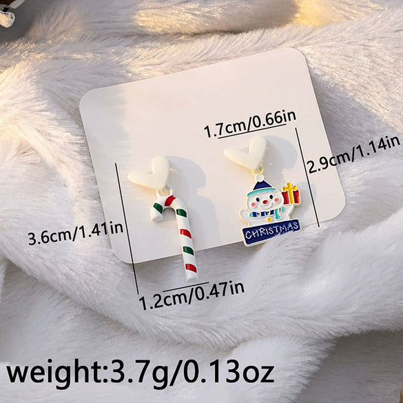 Women’s Christmas Elk Bell Bow And Snowflake Earrings Electroplated Alloy Jewelry With Stainless Steel Ear Needles