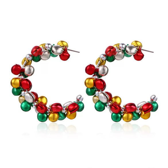 Women's Christmas Elk Bell Drop Earrings Electroplated Alloy Holiday Animal Jewelry With Stainless Steel Posts