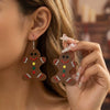 Women's Christmas Elk Bell Drop Earrings Electroplated Alloy Holiday Animal Jewelry With Stainless Steel Posts