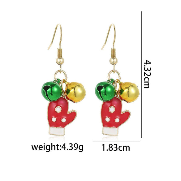 Women's Christmas Elk Bell Drop Earrings Electroplated Alloy Holiday Animal Jewelry With Stainless Steel Posts