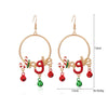 Women's Christmas Elk Bell Drop Earrings Electroplated Alloy Holiday Animal Jewelry With Stainless Steel Posts