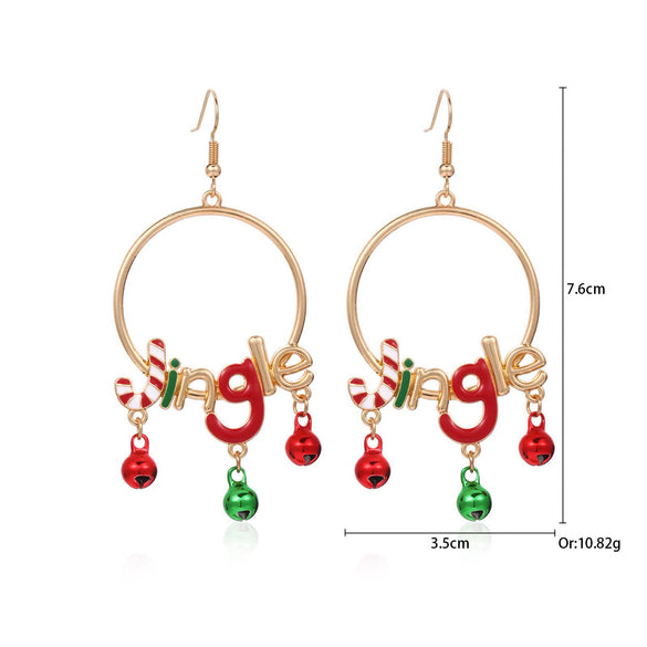 Women's Christmas Elk Bell Drop Earrings Electroplated Alloy Holiday Animal Jewelry With Stainless Steel Posts