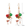 Women's Christmas Elk Bell Drop Earrings Electroplated Alloy Holiday Animal Jewelry With Stainless Steel Posts