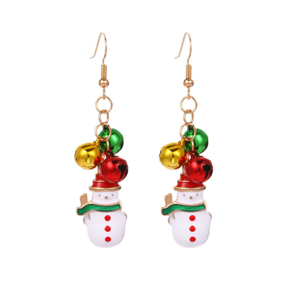 Women's Christmas Elk Bell Drop Earrings Electroplated Alloy Holiday Animal Jewelry With Stainless Steel Posts