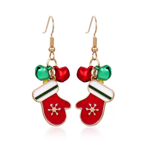 Women's Christmas Elk Bell Drop Earrings Electroplated Alloy Holiday Animal Jewelry With Stainless Steel Posts