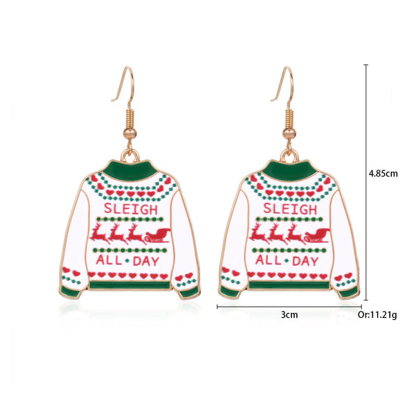 Women's Christmas Elk Bell Drop Earrings Electroplated Alloy Holiday Animal Jewelry With Stainless Steel Posts