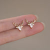Women's Christmas Elk Drop Earrings With Antler Design Copper Construction And Microencrusted Zircon Detailing
