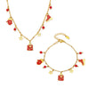 Women's Christmas Enamel Glaze Pendant Necklace And Bracelet Set Goldplated Stainless Steel Light Luxury Jewelry