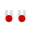 Women's Christmas Fawn Earrings Elegant Alloy Antler Design With Wine Red Elk Motif And Electroplated Festive Style