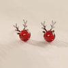 Women's Christmas Fawn Earrings Elegant Alloy Antler Design With Wine Red Elk Motif And Electroplated Festive Style