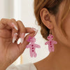 Women's Christmas Gingerbread Man Drop Earrings With Top Hat Design Cute Electroplated Alloy Pendant And Stainless Steel Ear Needles