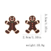 Women's Christmas Gingerbread Man Drop Earrings With Top Hat Design Cute Electroplated Alloy Pendant And Stainless Steel Ear Needles