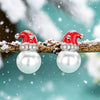 Women's Christmas Hat Earrings With Imitation Pearls And Synthetic Cubic Zirconia Copper Geometric Festive Jewelry