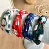 Women's Christmas Headband Handmade With Imitation Pearls Printed Santa Claus And Christmas Tree Knot Design Minimalist Style