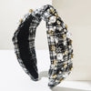 Women's Christmas Headband Imitation Pearls Diamond Knotted Plaid Snowflake Style