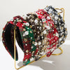 Women's Christmas Headband Imitation Pearls Diamond Knotted Plaid Snowflake Style