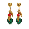 Women's Christmas Heartshaped Earrings In Stainless Steel With 18K Gold Plated Finish