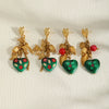 Women's Christmas Heartshaped Earrings In Stainless Steel With 18K Gold Plated Finish