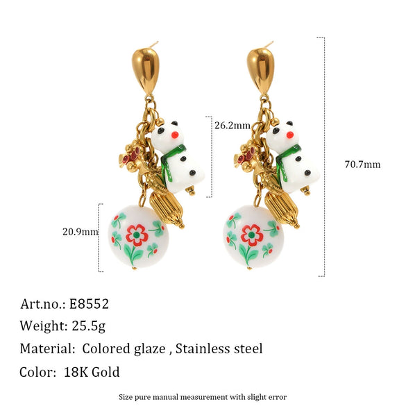 Women's Christmas Heartshaped Earrings In Stainless Steel With 18K Gold Plated Finish