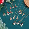 Women's Christmas Jewelry Set With Snowman Snowflake And Bell Pendants Electroplated Alloy Necklace And Earrings
