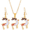 Women's Christmas Jewelry Set With Snowman Snowflake And Bell Pendants Electroplated Alloy Necklace And Earrings