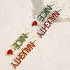 Women's Christmas Letter Asymmetrical Alloy Drop Earrings With Santa Hat Design Plated Red And Green Festive Party Jewelry