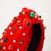 Women's Christmas Pearl Inlaid Red Green Diamond Headband Simple All Match Trendy Hair Accessories