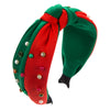 Women's Christmas Pearl Inlaid Red Green Diamond Headband Simple All Match Trendy Hair Accessories