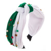Women's Christmas Pearl Inlaid Red Green Diamond Headband Simple All Match Trendy Hair Accessories