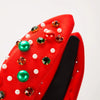 Women's Christmas Pearl Inlaid Red Green Diamond Headband Simple All Match Trendy Hair Accessories